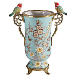 Ваза с двумя птичками из фарфора с бронзовыми элементами Garden of Eden варинант исполнения - 1 | Loft Concept в Барнауле