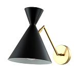 Бра черного цвета с конусообразным плафоном на золотом основании Loft Metal варинант исполнения - 1 | Loft Concept в Барнауле