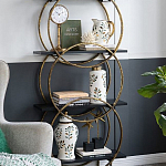 Ваза белая с крышкой с рисунком зеленых и золотых листьев 40 см Chinoiserie Ceramics варинант исполнения - 3 | Loft Concept в Барнауле