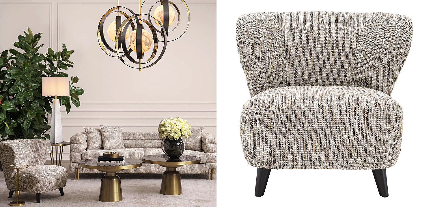 Кресло Eichholtz Chair Hydra Бежево-серый Черный Кресло Eichholtz Chair Hydra Бежево-серый Черный - Loft-Concept в Барнауле