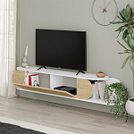 ТВ-тумба подвесная белая с полкой и откидной дверцей цвета древесины TONE TV STAND WHITE варинант исполнения - 3 | Loft Concept в Барнауле