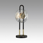 Настольная лампа черного цвета с круглым прозрачным стеклянным плафоном Virelia  варинант исполнения - 3 | Loft Concept в Барнауле