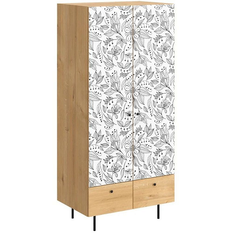 Шкаф с принтом Floral notes С принтом, робиния брэнсон Черный Белый Шкаф с принтом Floral notes С принтом, робиния брэнсон Черный Белый в Барнауле | Loft Concept