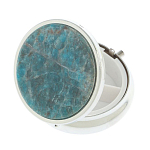 Таблетница карманная круглая с 3-мя отделениями и накладкой из натурального камня Апатит Голубой Silver Stone Pillboxes варинант исполнения - 2 | Loft Concept в Барнауле