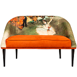 Диван двухместный из натурального бука оранжевый с цветным принтом Impressionism in Art варинант исполнения - 1 | Loft Concept в Барнауле
