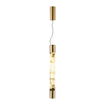 Подвесной светильник цилиндрической формы с плафоном из алебастра и металлическими торцами Латунь 60 см Cryptocrystalline Stone варинант исполнения - 2 | Loft Concept в Барнауле