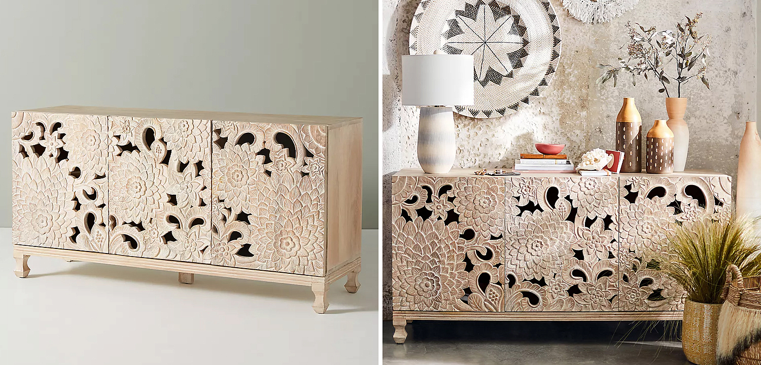 Буфет Handcarved Lotus Media Console Буфет Handcarved Lotus Media Console - Loft-Concept в Барнауле