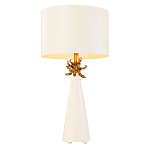 Настольная лампа с декоративным элементом золотого цвета и цилиндрическим абажуром из папье-маше светлого оттенка Flambeau варинант исполнения - 1 | Loft Concept в Барнауле