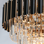 Люстра из черного металла с многоярусными подвесками из прозрачного хрусталя на золотой цепи Empire Black Chandelier Crystal варинант исполнения - 6 | Loft Concept в Барнауле