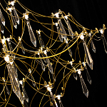 Люстра подвесная с изогнутым металлическим каркасом и множеством хрустальных подвесок Золото Диаметр 80 см Quasar варинант исполнения - 1 | Loft Concept в Барнауле