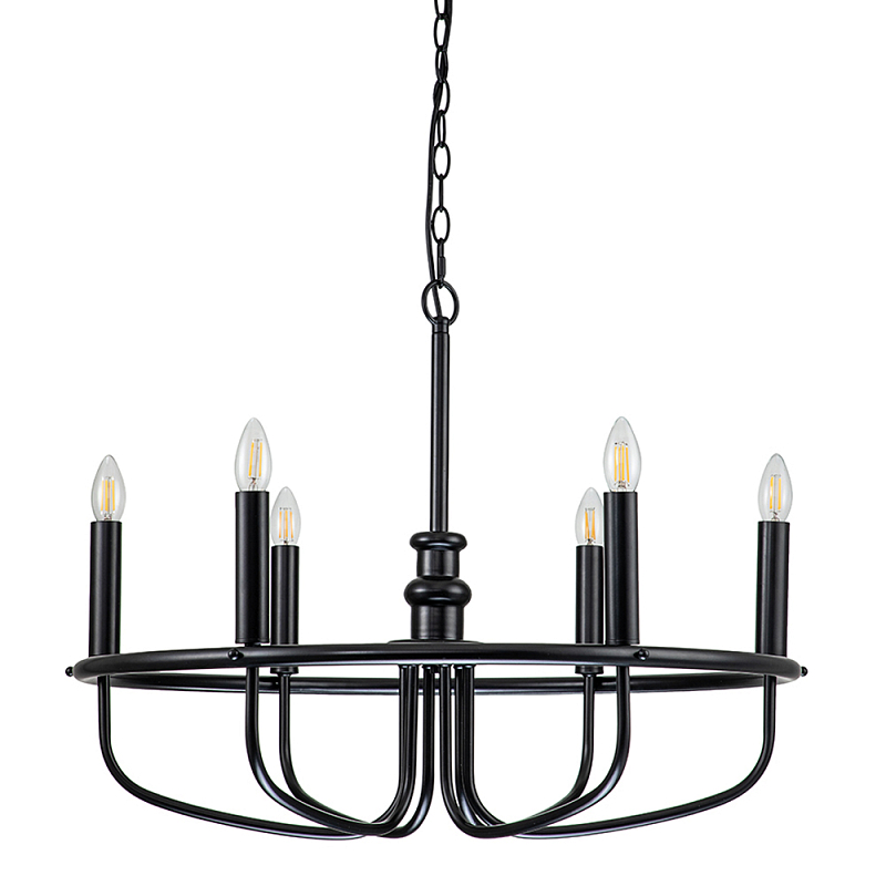 Люстра круглая с 6-ю лампами Kichler Латунь Черный Никель в Барнауле | Loft Concept 