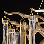 Люстра линейная золотого цвета с декоративными ветвями и длинными стеклянными подвесками в форме сосулек Droplet Chandelier варинант исполнения - 7 | Loft Concept в Барнауле