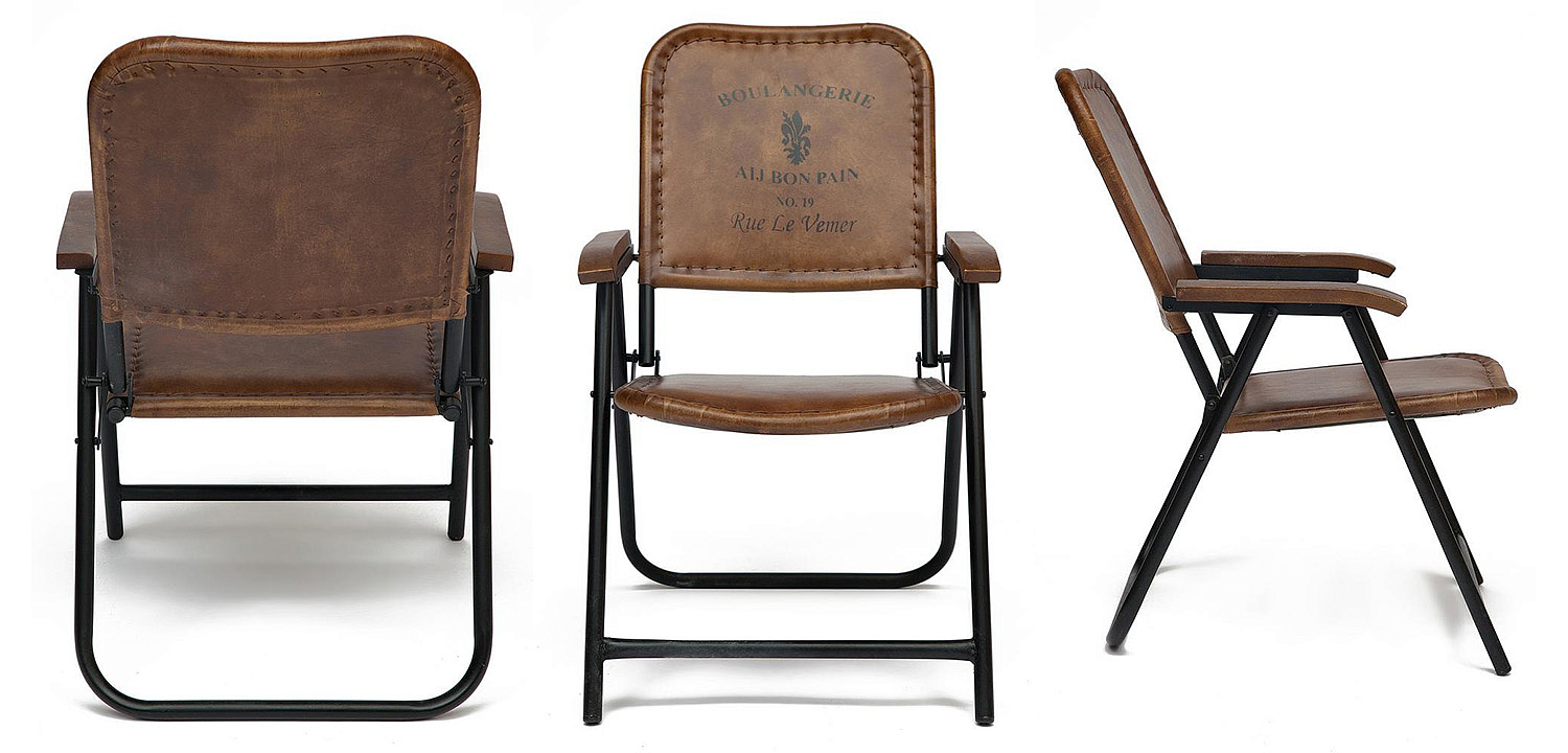 Складной кожаный стул Industrial Folding buffalo leather chair Складной кожаный стул Industrial Folding buffalo leather chair - Loft-Concept в Барнауле
