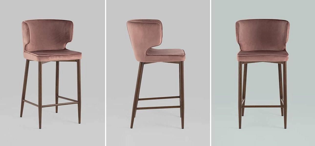 Стул Полубарный Chair посадка 65 см Пыльно-Розовый Велюр Стул Полубарный Chair посадка 65 см Пыльно-Розовый Велюр - Loft-Concept в Барнауле