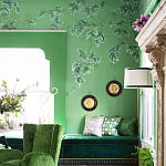 Обои ручная роспись Silk Tree Colourway SC-92 on Emerald Green dyed silk варинант исполнения - 2 | Loft Concept в Барнауле