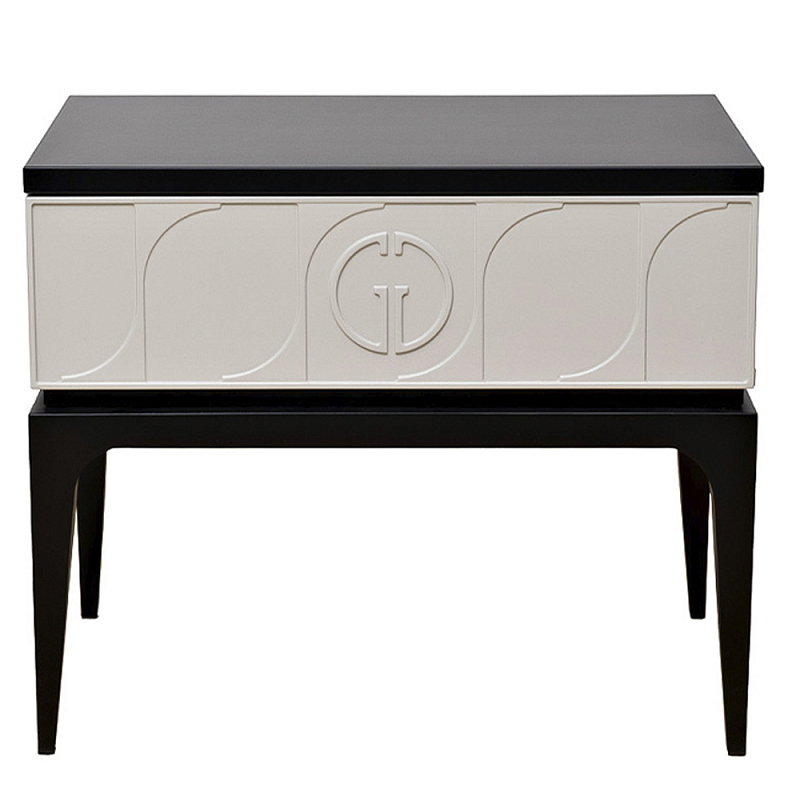 Тумбочка прикроватная с ящиком черно-серого цвета Noble Nightstand Черный Серый Тумбочка прикроватная с ящиком черно-серого цвета Noble Nightstand Черный Серый в Барнауле | Loft Concept