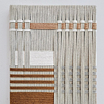 Панно из шнура Бежевая геометрическая абстракция wall panel line beige  варинант исполнения - 1 | Loft Concept в Барнауле