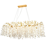 Линейная люстра с круглыми хрустальными подвесками Fairytree Gold Crystal Branches Linear Chandelier  варинант исполнения - 1 | Loft Concept в Барнауле