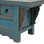 Деревянная ТВ-тумба в китайском стиле с 4-мя ящиками и резным декором голубая Luo Chinese TV Stand Blue варинант исполнения - 3 | Loft Concept в Барнауле