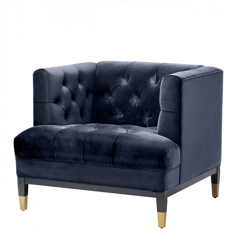 Кресло Eichholtz Chair Castelle Blue Темно-синий Черный Латунь Кресло Eichholtz Chair Castelle Blue Темно-синий Черный Латунь в Барнауле | Loft Concept