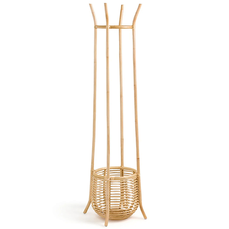 Напольная вешалка с корзиной из ротанга Trina Wicker Floor Hanger Бежевый Напольная вешалка с корзиной из ротанга Trina Wicker Floor Hanger Бежевый в Барнауле | Loft Concept