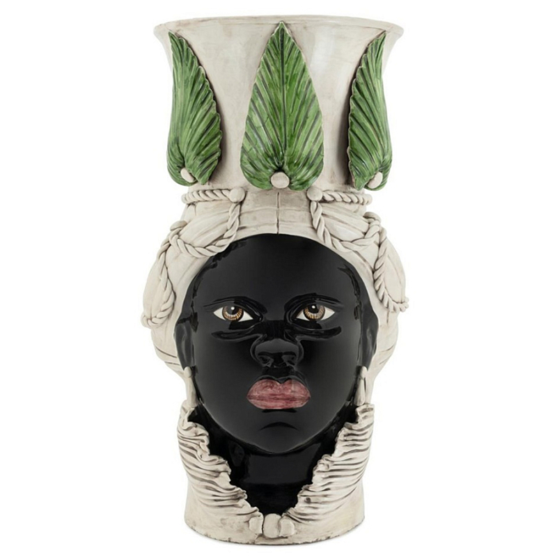 Ваза Vase Moro Lady Giant With Leaf Черный Бежевый Зеленый Ваза Vase Moro Lady Giant With Leaf Черный Бежевый Зеленый в Барнауле | Loft Concept