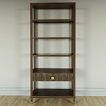 Стеллаж Elsa Dreams Walnut со стеклянными полками и ящиком варинант исполнения - 4 | Loft Concept в Барнауле