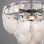 Люстра из белых стеклянных дисков на серебрянном каркасе White Glowing Reflectors варинант исполнения - 5 | Loft Concept в Барнауле