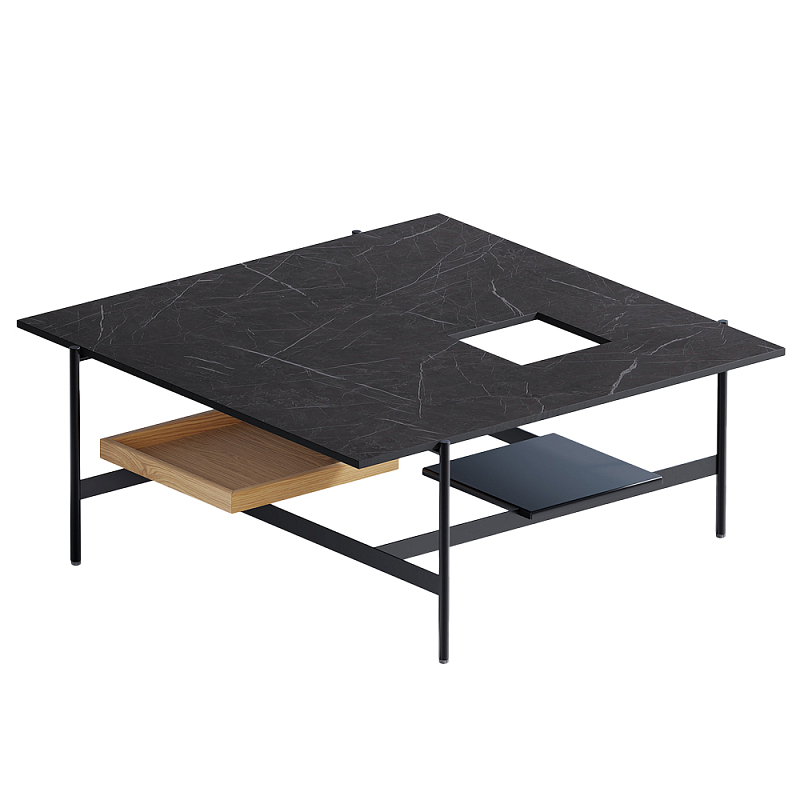 Karat журнальный столик цвета тёмный камень с съемным подносом Серый Черный в Барнауле | Loft Concept 