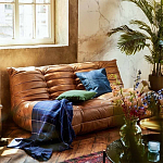 Дизайнерский кожаный диван коричневый без подлокотников Aveline Leather Sofa варинант исполнения - 6 | Loft Concept в Барнауле