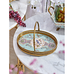 Блюдо овальное с ручкой и голубым фарфоровым дном с цветочным рисунком Blue Garden варинант исполнения - 3 | Loft Concept в Барнауле