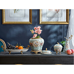 Блюдо овальное из голубого фарфора с ручками в виде бабочек и цветочным рисунком Blue Garden варинант исполнения - 4 | Loft Concept в Барнауле