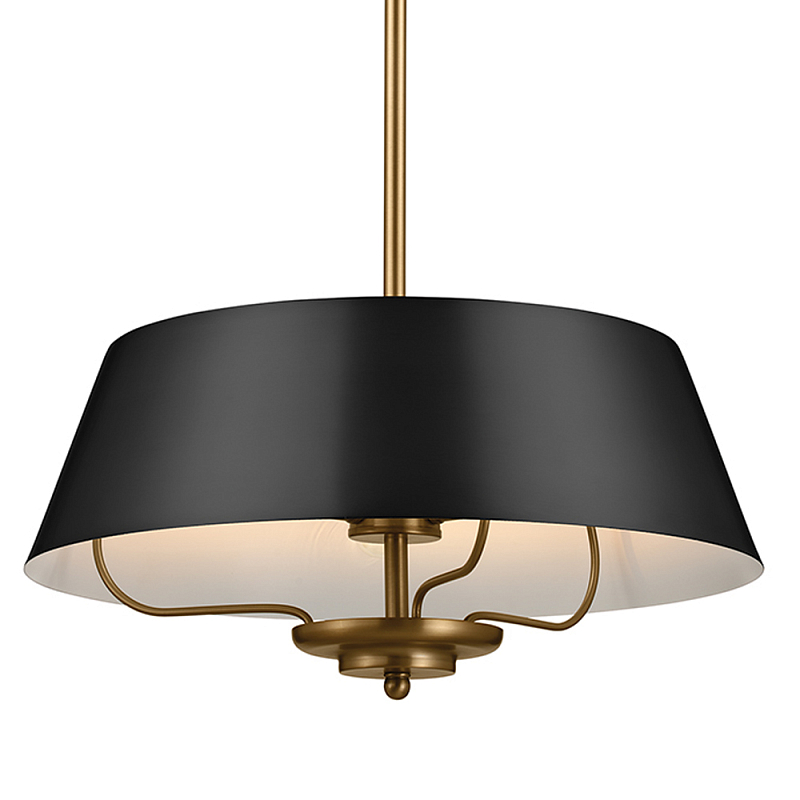 Подвесной светильник с конусовидным металлическим абажуром черного цвета Kichler Латунь Черный в Барнауле | Loft Concept 