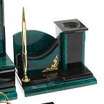 Настольный письменный набор из змеевика тёмно-зелёного цвета с декором в виде орла Successful Leader варинант исполнения - 5 | Loft Concept в Барнауле