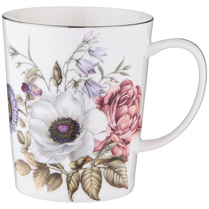 Кружка фарфоровая с рисунком цветов 400 мл Garden Whisper Porcelain Set Белый Мульти Кружка фарфоровая с рисунком цветов 400 мл Garden Whisper Porcelain Set Белый Мульти в Барнауле | Loft Concept