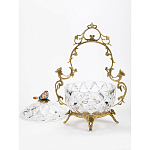 Конфетница с бронзовой ручкой и фарфоровой птичкой на крышке Eden Garden варинант исполнения - 2 | Loft Concept в Барнауле