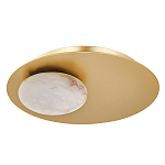 Бра с овальным основанием золотого цвета  и плафоном из алебастра Shaw Lighting варинант исполнения - 1 | Loft Concept в Барнауле