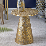 Журнальный столик с конусообразной основой и текстурной поверхностью золотого цвет Ethnic Metal варинант исполнения - 3 | Loft Concept в Барнауле