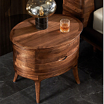 Прикроватный столик из дерева с 2-мя ящиками Moon Walnut Furniture варинант исполнения - 3 | Loft Concept в Барнауле