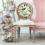 Стул бежевый из натурального бука с изображением птиц и цветов Blooming Blue Birds варинант исполнения - 3 | Loft Concept в Барнауле