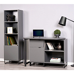 Стеллаж книжный цвета графит с 3-мя открытыми полками и дверкой Strict Lines варинант исполнения - 4 | Loft Concept в Барнауле