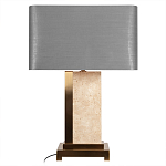 Настольная лампа с основанием из натурального камня c серым прямоугольным абажуром Lapis Tiburtinus варинант исполнения - 1 | Loft Concept в Барнауле