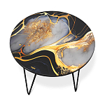Стол журнальный с круглой столешницей из стекла Gold and Black Marble варинант исполнения - 2 | Loft Concept в Барнауле