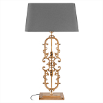 Настольная лампа на ажурном чугунном основании с тканевым серым абажуром Openwork Lamp варинант исполнения - 1 | Loft Concept в Барнауле