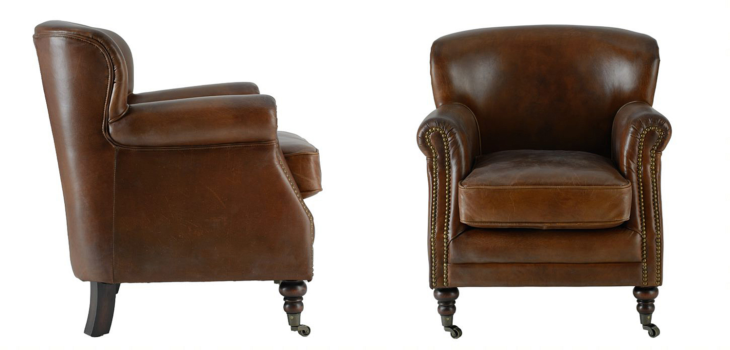 Кресло Norbert Armchair brown vintage натуральная кожа Кресло Norbert Armchair brown vintage натуральная кожа - Loft-Concept в Барнауле