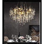 Люстра черная с прозрачными стеклянными подвесками в форме капель FAIRYTREE Light варинант исполнения - 4 | Loft Concept в Барнауле