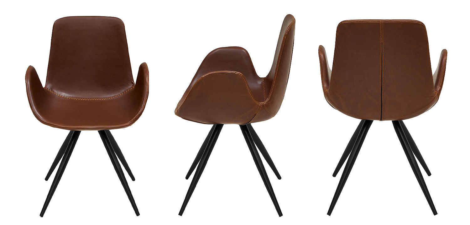 Стул коричневый с обивкой из эко-кожи Leigh Chair Стул коричневый с обивкой из эко-кожи Leigh Chair - Loft-Concept в Барнауле