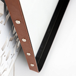 Зеркало прямоугольное в металлической раме с кожаной отделкой Loft in Reflection варинант исполнения - 3 | Loft Concept в Барнауле