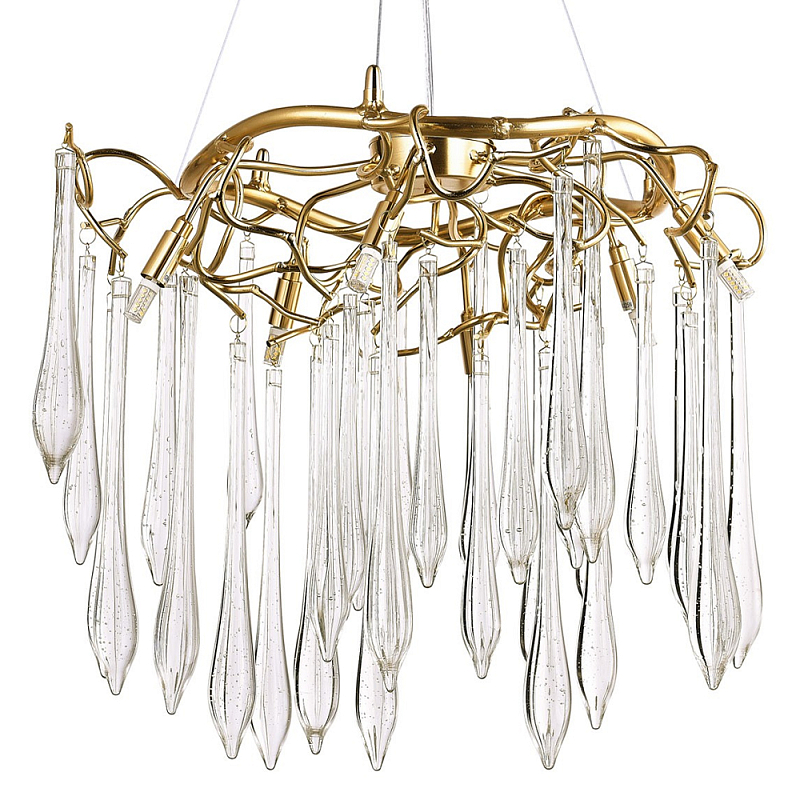 Люстра с хрустальными подвесками в виде капель Droplet Crystal Gold Chandelier 6 Золотой Прозрачный Люстра с хрустальными подвесками в виде капель Droplet Crystal Gold Chandelier 6 Золотой Прозрачный в Барнауле | Loft Concept