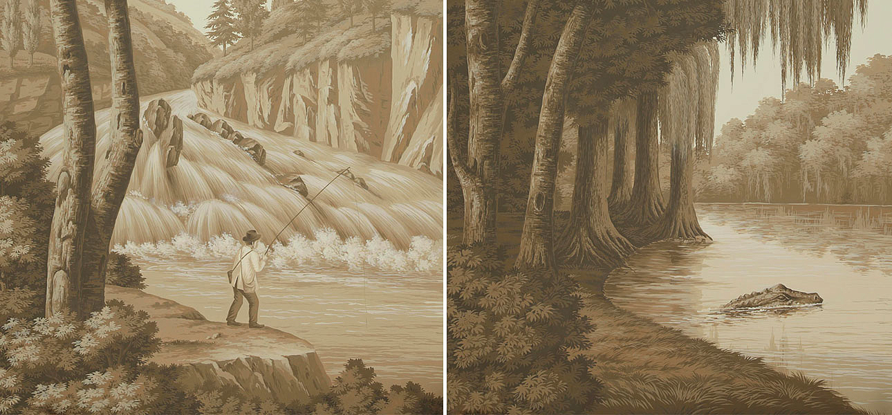 Обои ручная роспись North American River Views Sepia on scenic paper Обои ручная роспись North American River Views Sepia on scenic paper - Loft-Concept в Барнауле